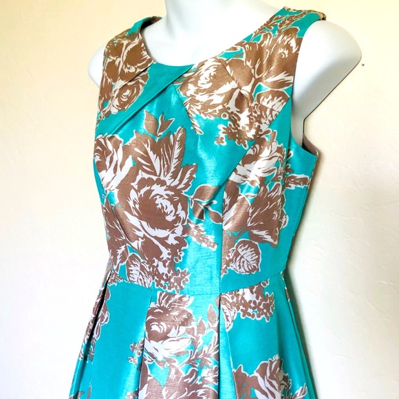 Eliza J | Dresses | Eliza J Floral Metallic Turquoise Sleeveless Dress | Poshmark